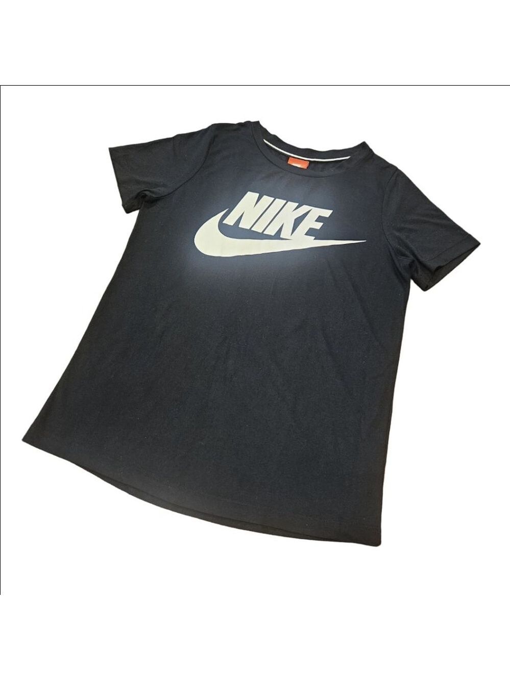 Women's Nike Black Short Sleeve Tee with White Logo, Size S
